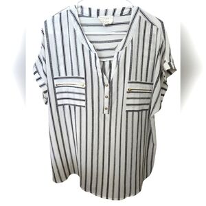 Flower and Feather size 3x Striped Blouse Euc